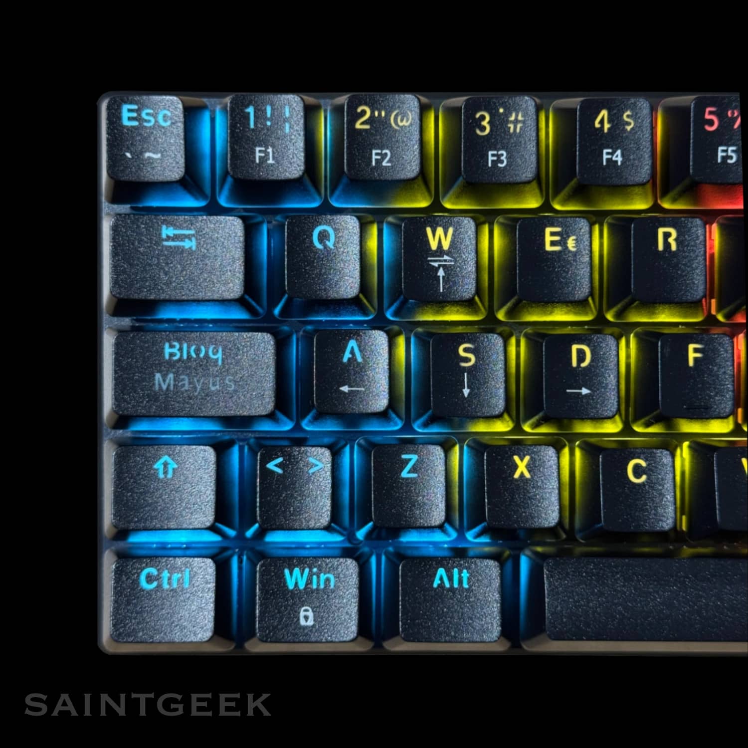 Teclado mecánico Zifriend BD63 60% color negro, switch Blue — vista superior con RGB