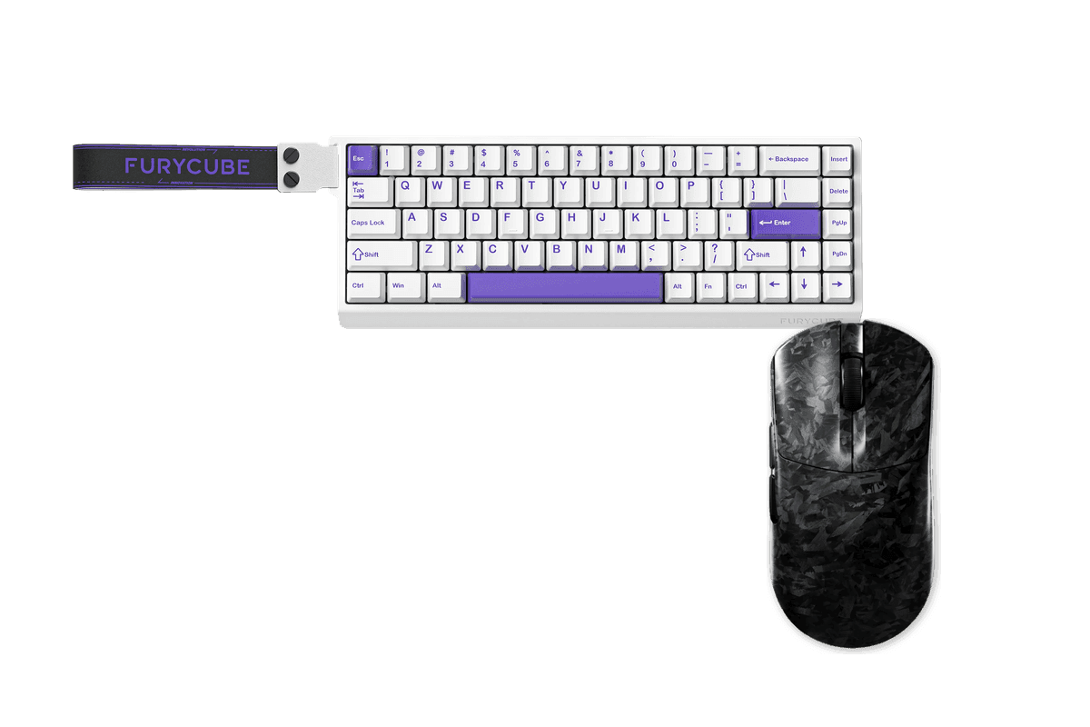 Kit gamer: Teclado Magnético Gamer Furycube M68HE Blanco 65% Hall Effect Rapid Trigger 8000 Hz RGB USB-C Switch Magnetic + Mouse Gamer Inalámbrico Furycube F1 Phantom Negro 49g PAW3315 16000 DPI Tri-Mode RGB USB-C