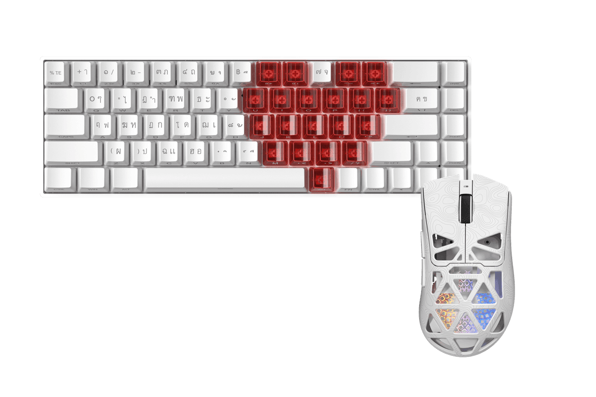 Kit gamer: Teclado Mecánico Gamer Zifriend TK68 Blanco 65% Inglés Internacional Switch Verde Menta Hot-Swap RGB USB-C + Mouse Gamer Inalámbrico Furycube G11 Blanco 65g PAW3311 12000 DPI Tri-Mode RGB