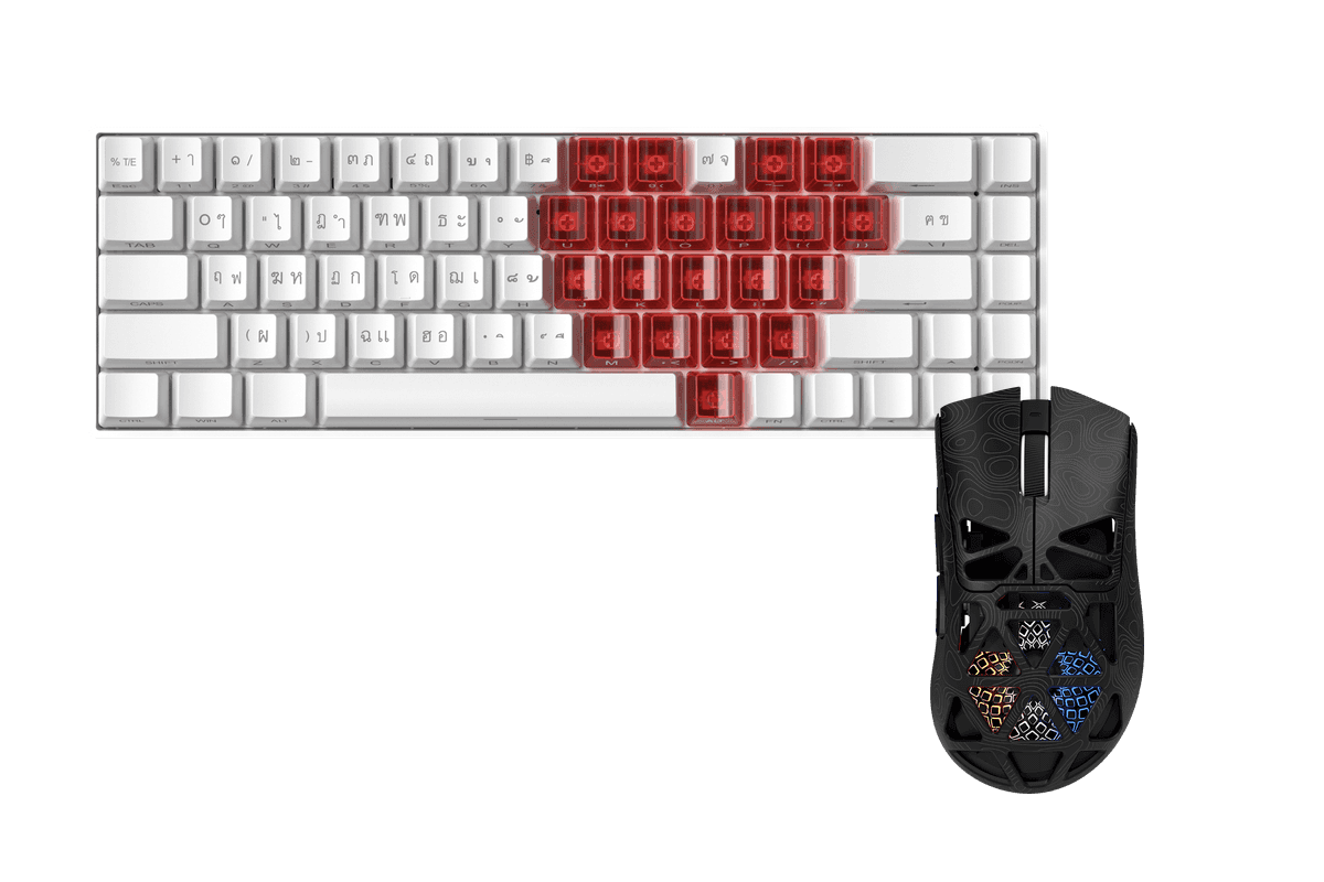 Kit gamer: Teclado Mecánico Gamer Zifriend TK68 Blanco 65% Inglés Internacional Switch Verde Menta Hot-Swap RGB USB-C + Mouse Gamer Inalámbrico Furycube G11 Negro 65g PAW3311 12000 DPI Tri-Mode RGB