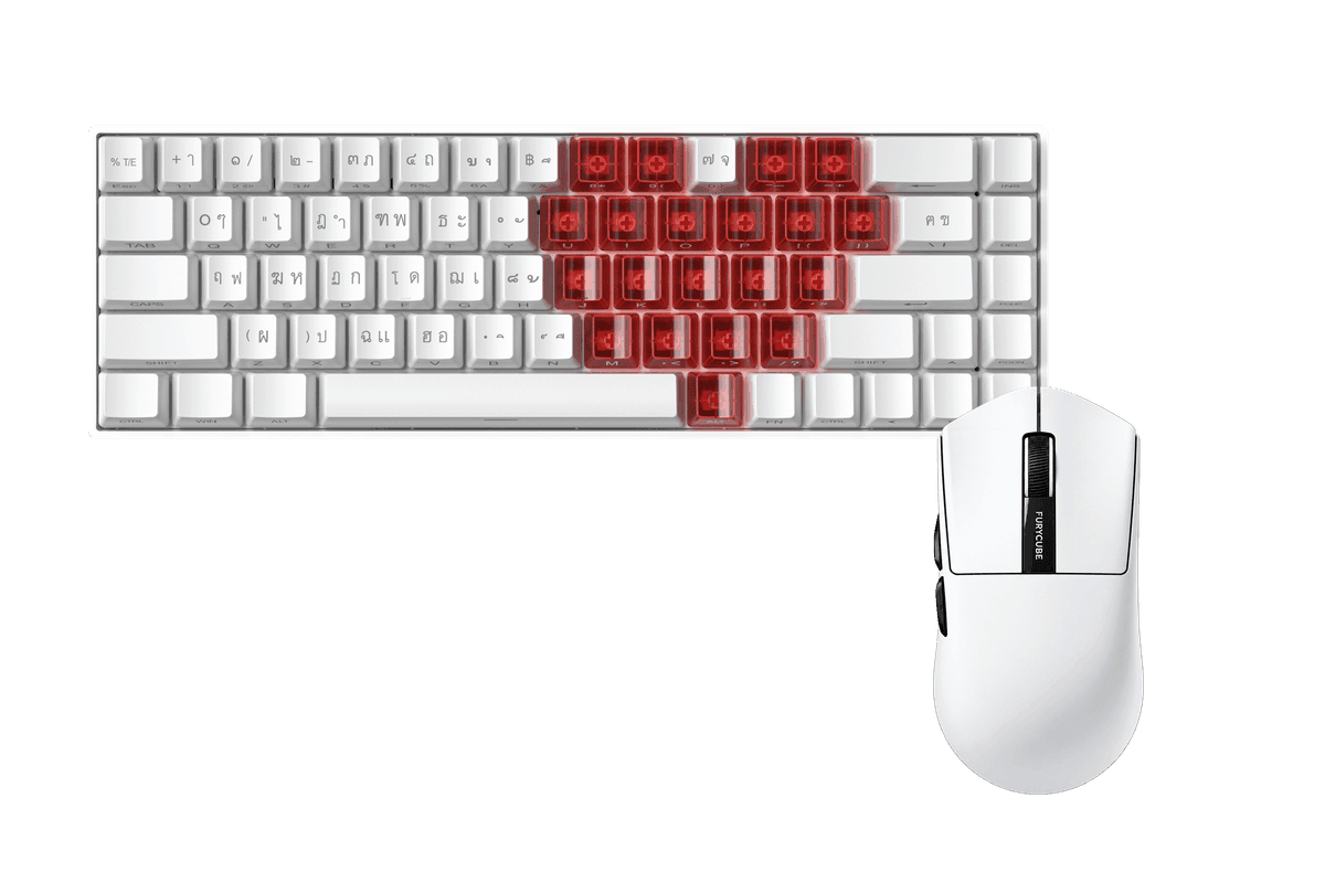 Kit gamer: Teclado Mecánico Gamer Zifriend TK68 Blanco 65% Inglés Internacional Switch Verde Menta Hot-Swap RGB USB-C + Mouse Gamer Inalámbrico Furycube G9 Pro Blanco 59g PAW3311 12000 DPI Tri-Mode