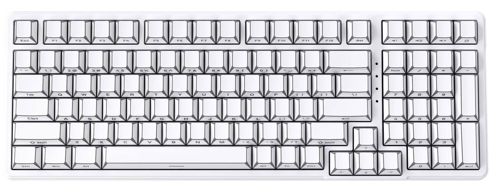 Teclado mecánico Furycube K99 Pro 96% color blanco contour, switch Platinum — vista frontal de la variante White Contour