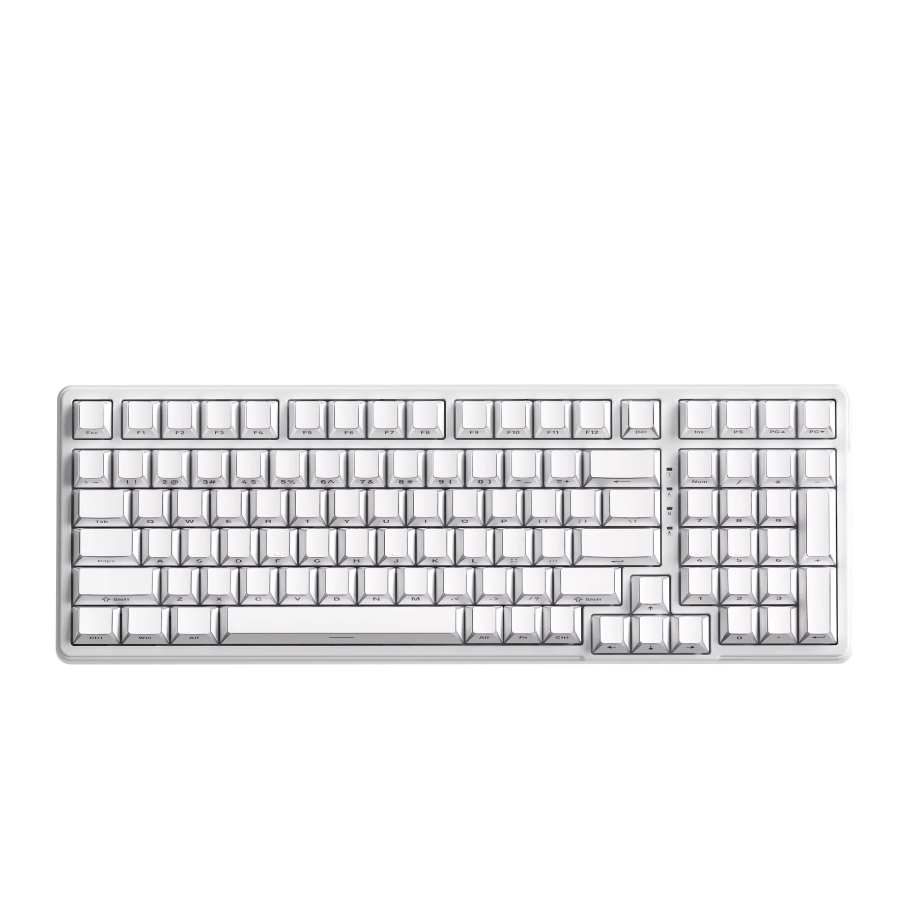 Teclado mecánico Furycube K99 Pro 96% color blanco contour, switch Platinum — vista frontal de la variante White Contour