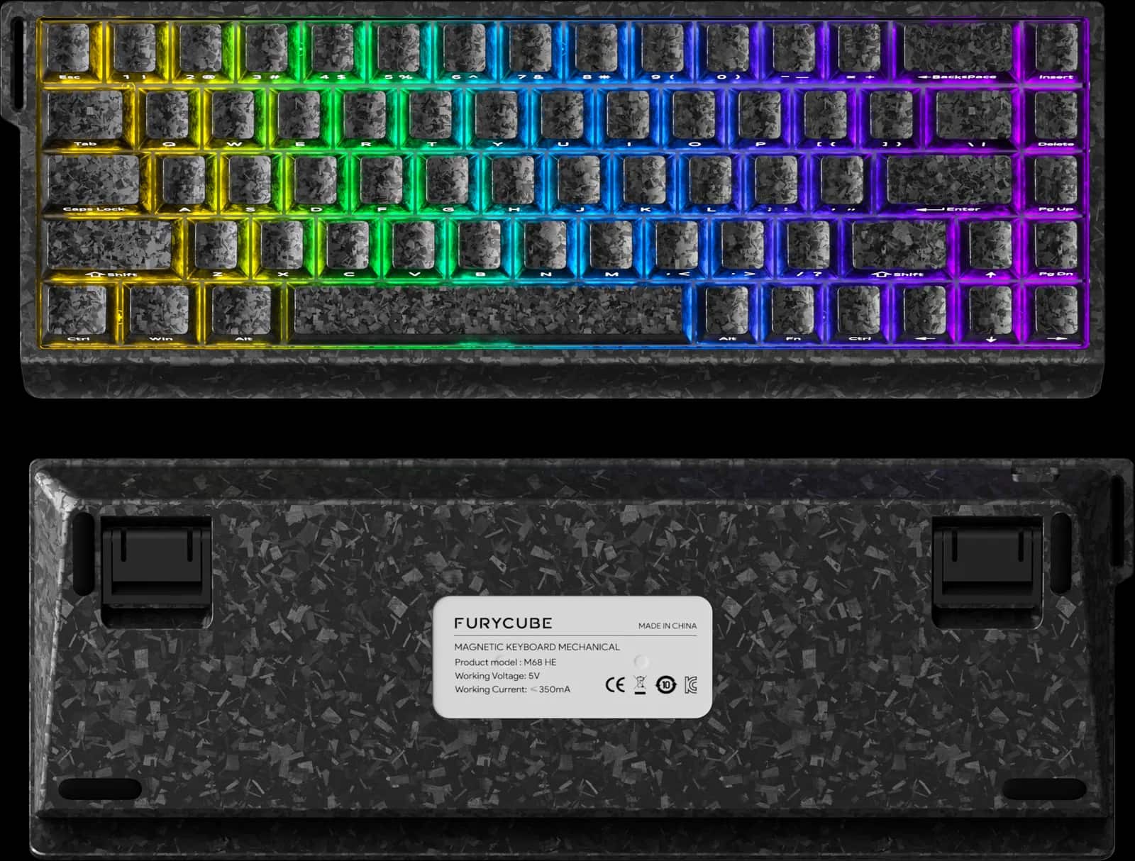 Teclado mecánico Furycube M68 HE 65% color fibra de carbono forjada, switch Magnetic — vista principal