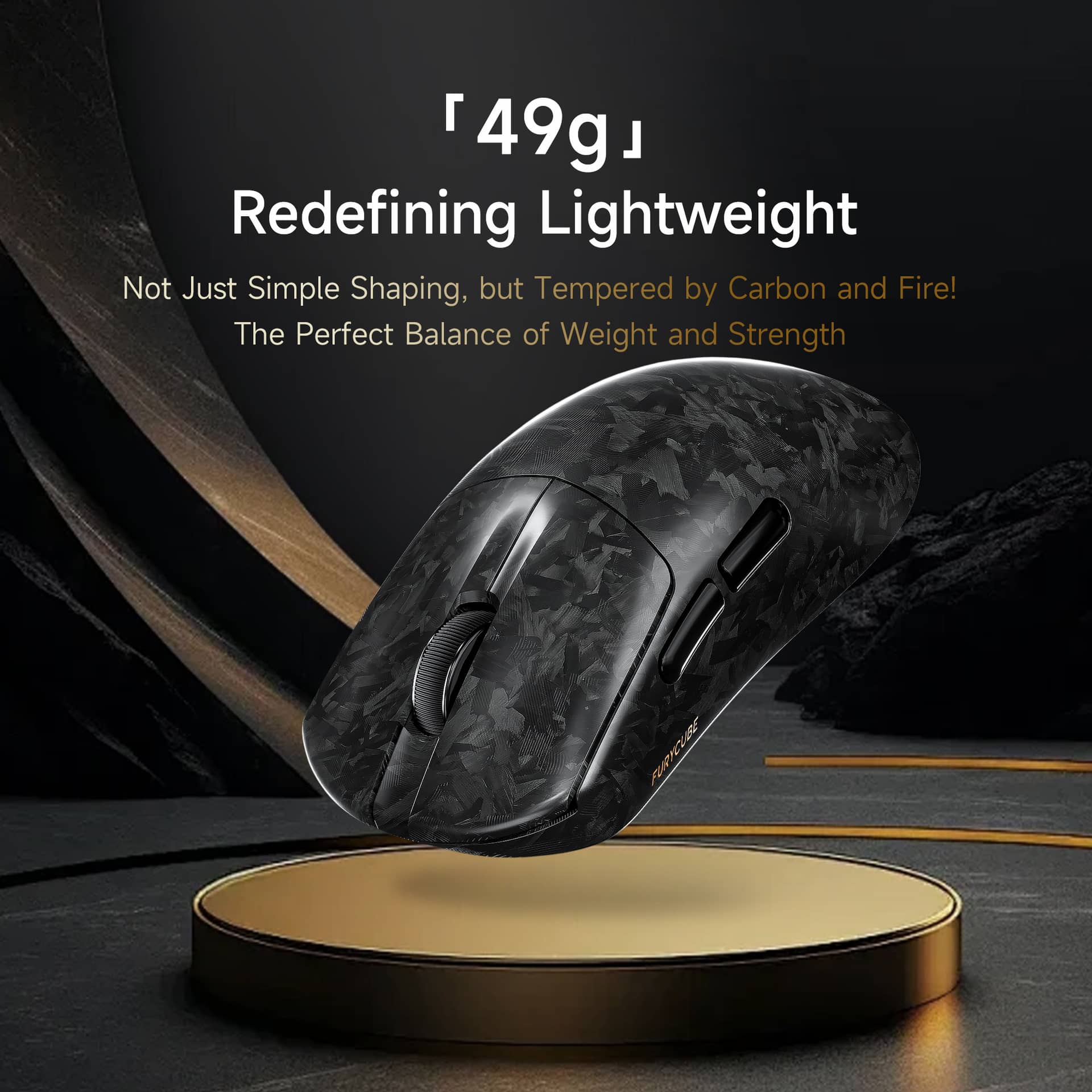 Mouse Gamer Inalámbrico Furycube F1 Phantom Negro 49g PAW3315 16000 DPI Tri-Mode RGB USB-C