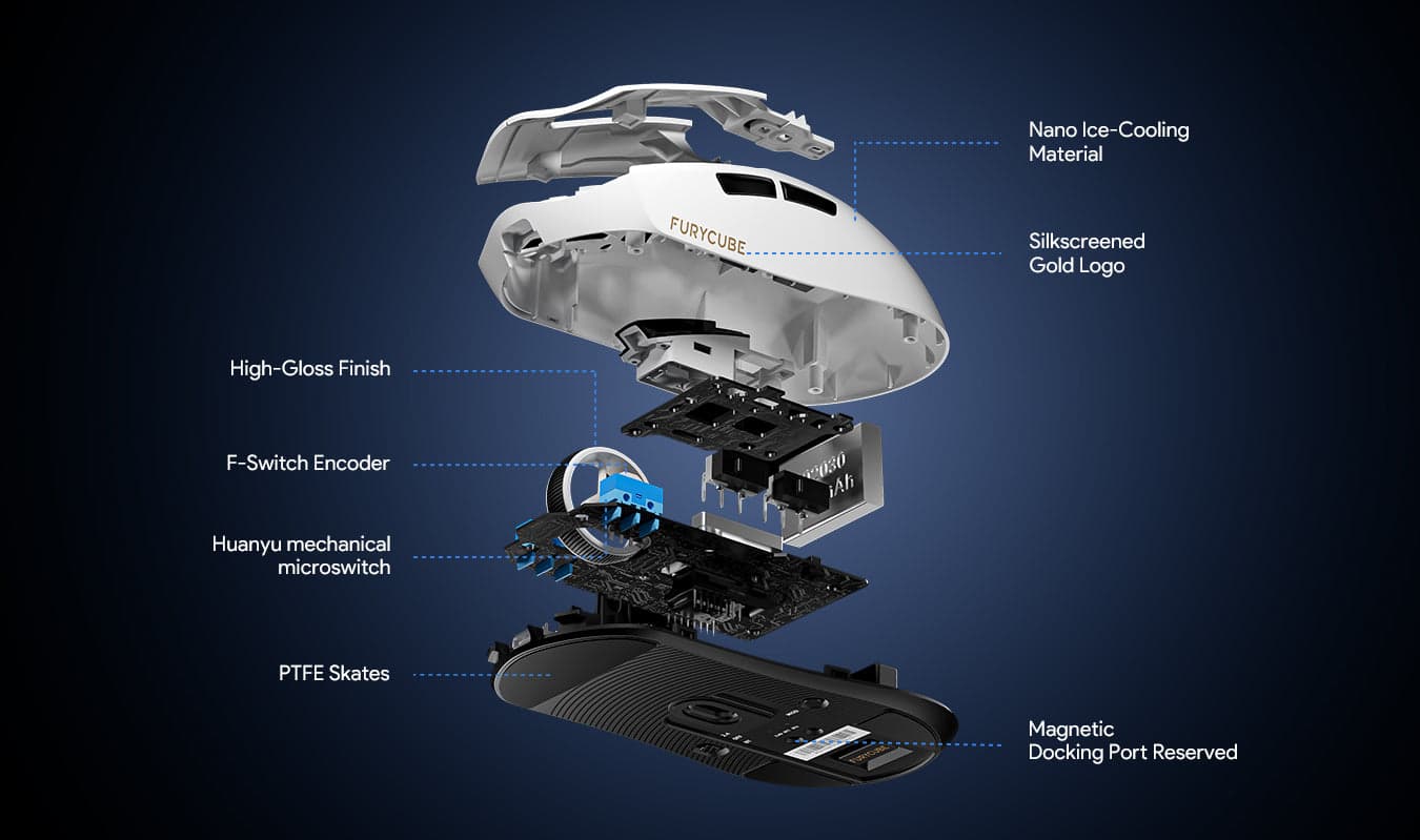 Vista explotada de los componentes internos del Furycube G9 Pro