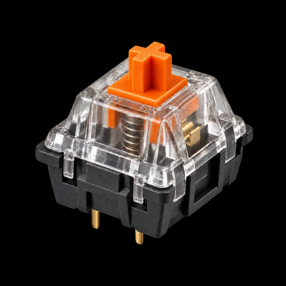 Switch mecánico lineal naranja con carcasa transparente