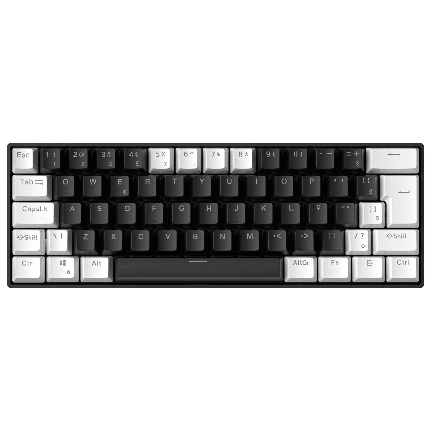 Teclado mecánico Zifriend TK61 60% color negro, switch Red — vista superior