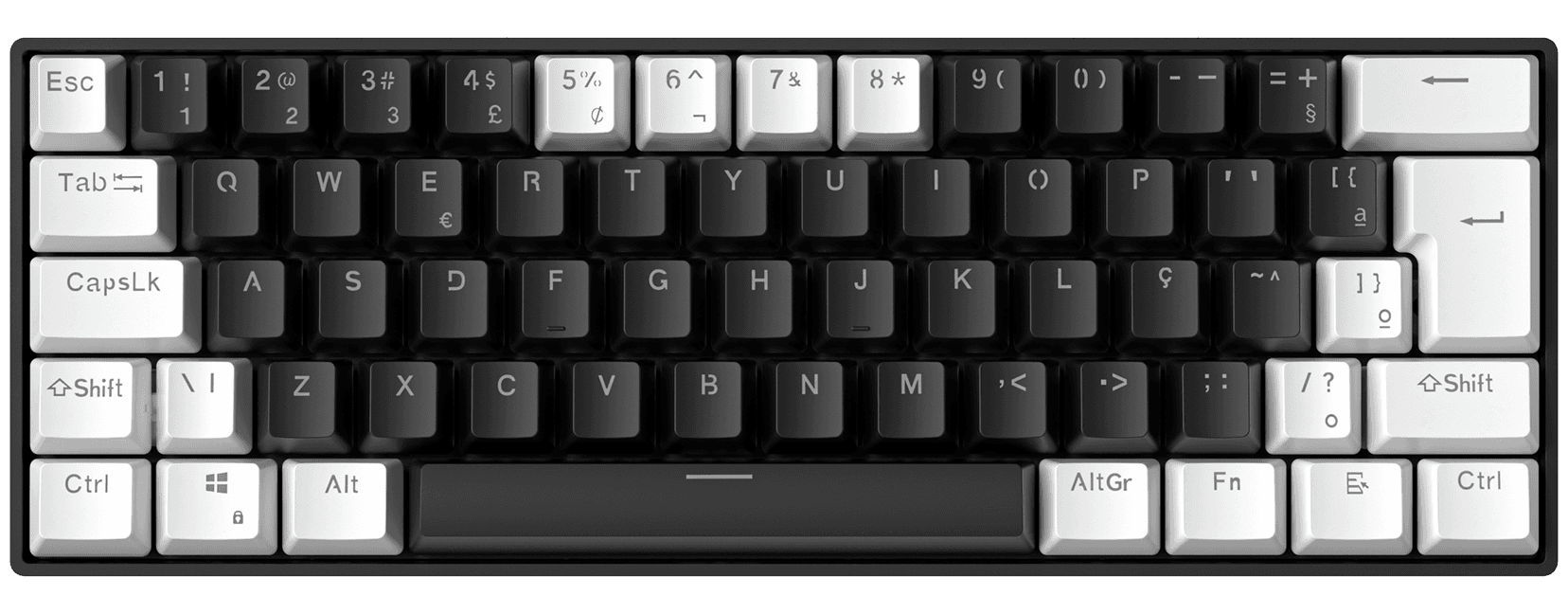 Teclado mecánico Zifriend TK61 60% color negro, switch Red — vista principal