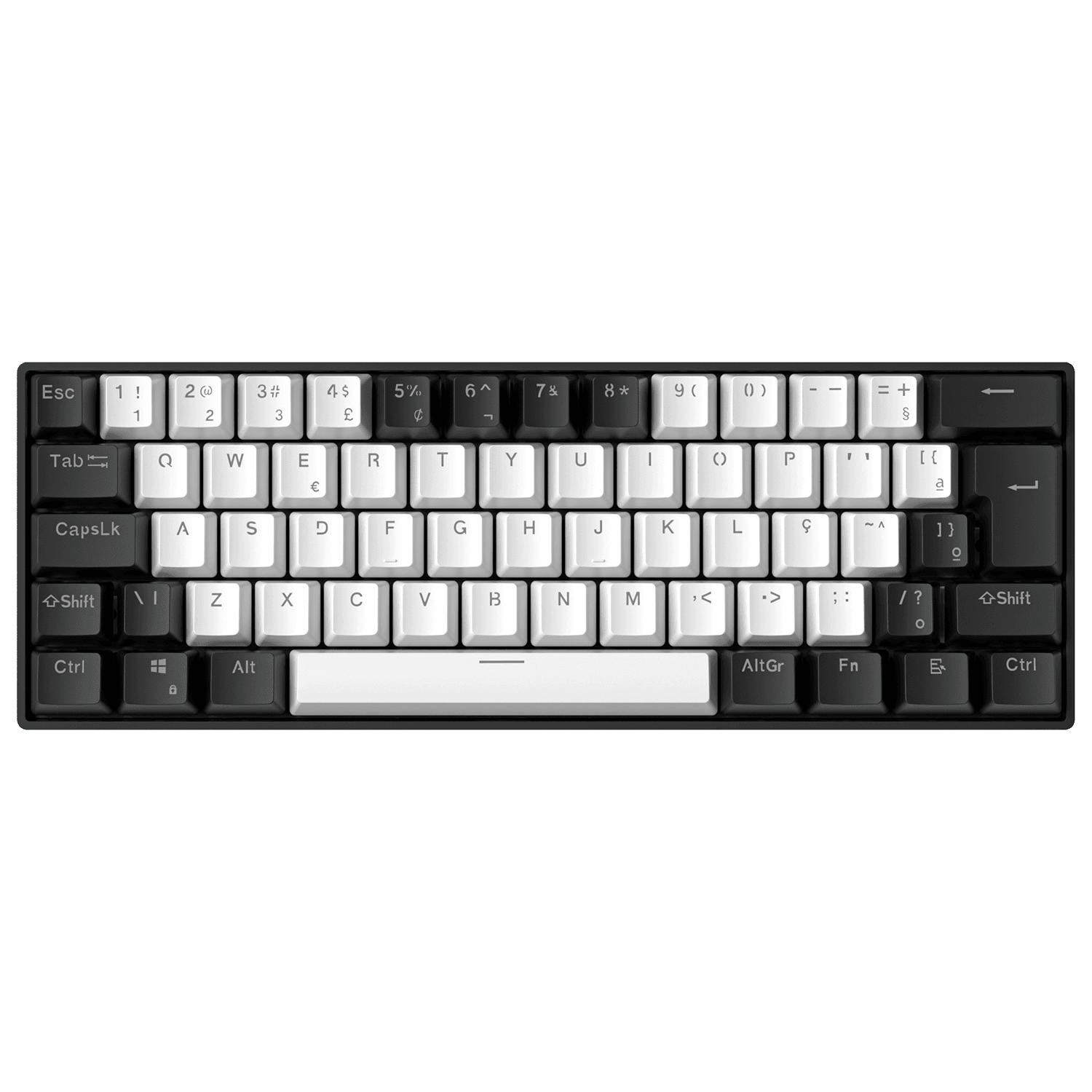 Teclado mecánico Zifriend TK61 60% color blanco, switch Red — vista superior