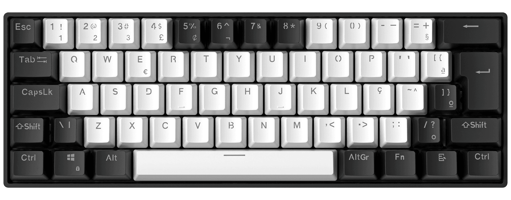Teclado mecánico Zifriend TK61 60% color blanco, switch Red — vista principal