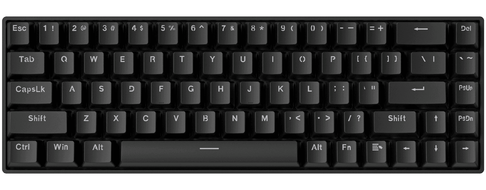 Teclado mecánico Zifriend TK68 65% color negro, switch Red — vista principal