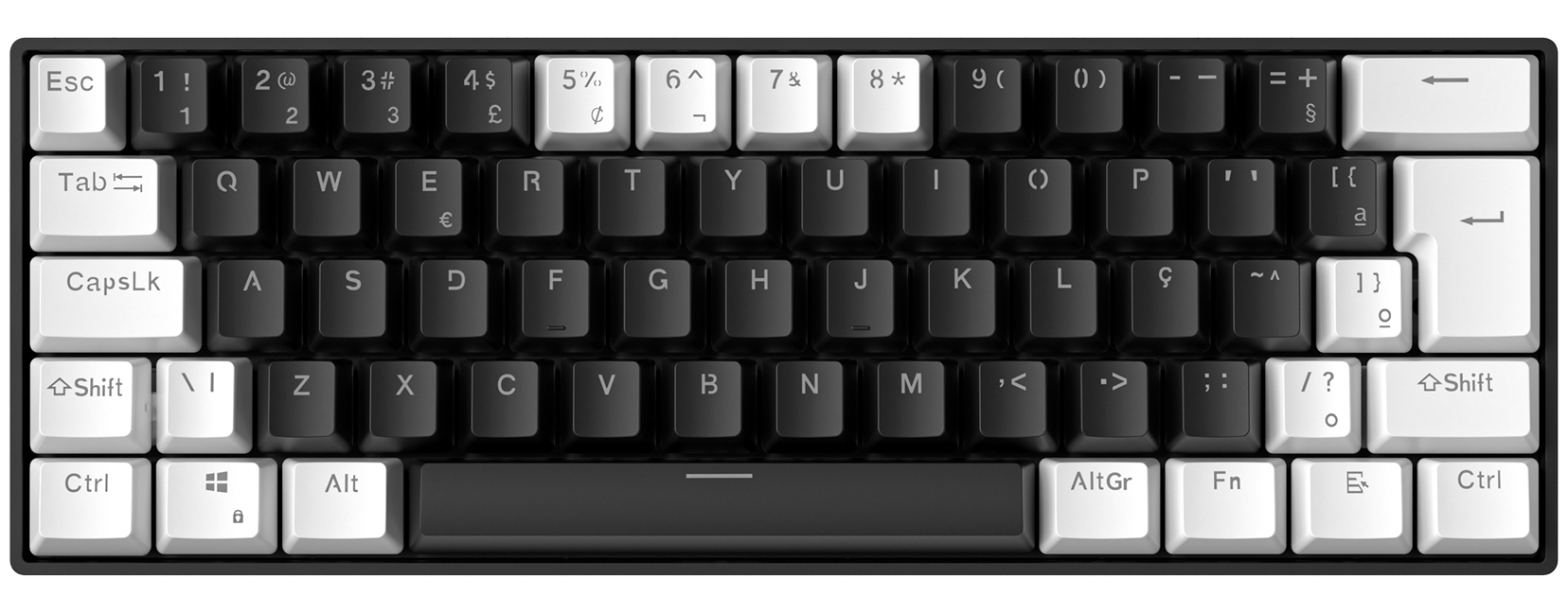 Teclado Mecánico Gamer Zifriend TK61 Negro 60% Español Red Switch
