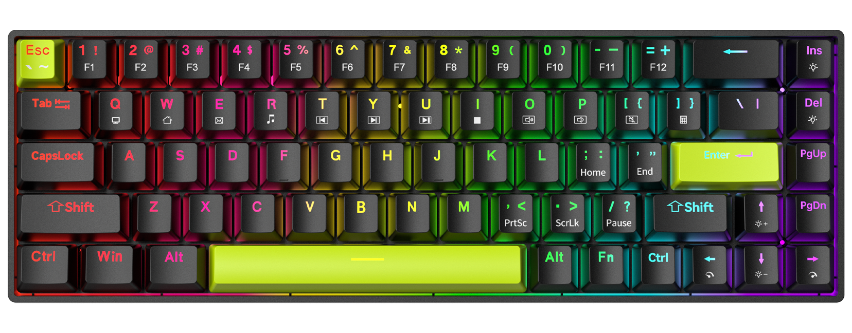 Teclado Mecánico Gamer Zifriend TK68 Negro 65% Inglés