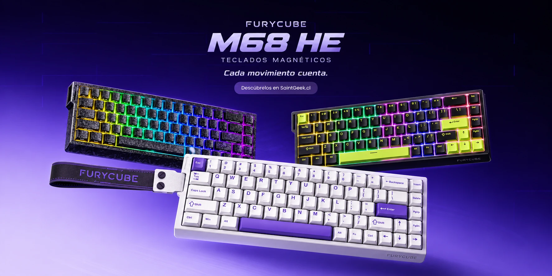 Furycube M68 HE: teclados magnéticos. Cada movimiento cuenta. Descúbrelos en SaintGeek.cl.